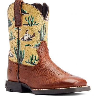 Kid&#39;s Round Up Wide Square Toe Easy Fit Western Boot