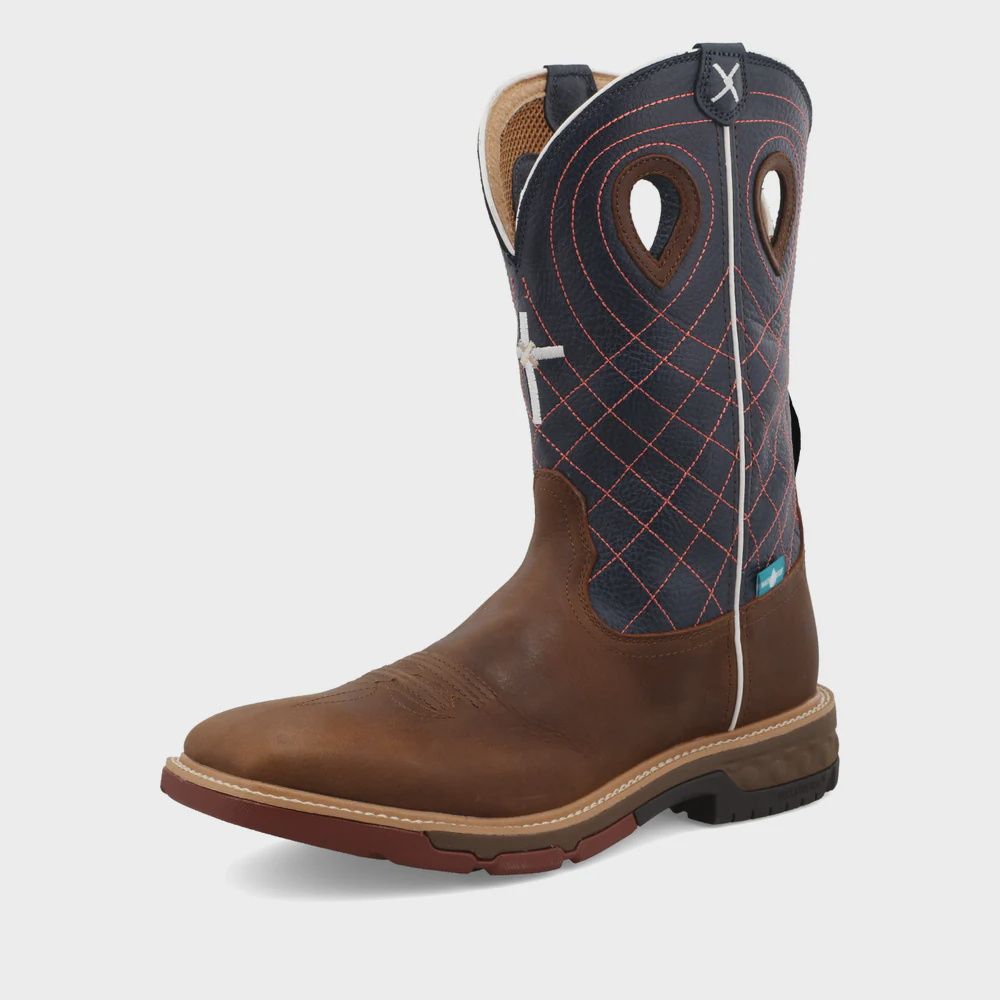 Mocha &amp; Navy  12&quot; Western Work Boot