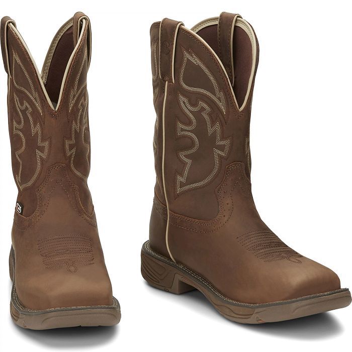 Men&#39;s Saddle Tan Rush 11&quot; Waterproof Safety Toe Boot