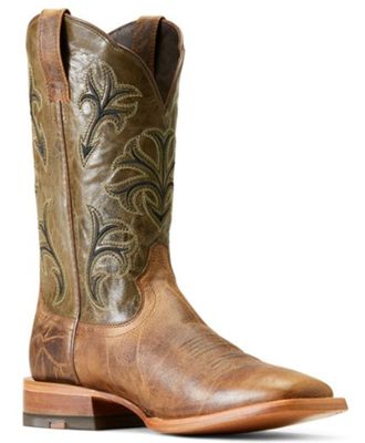 Men&#39;s Cowboss Western Square Toe Boot - Brown &amp; Prairie Green