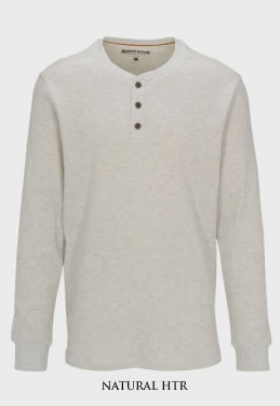 Heather Waffle 3 Button Henley