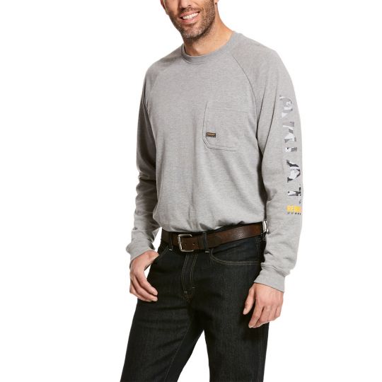 Rebar Cotton Strong Graphic Long Sleeve T-Shirt- Heather Grey
