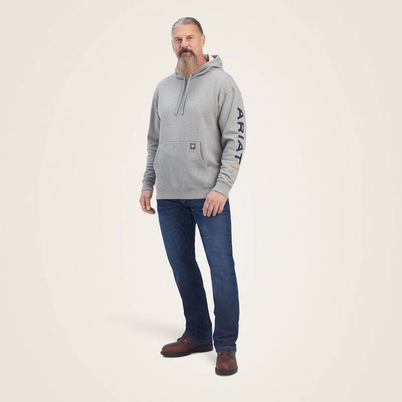 Rebar Graphic Hoodie - Heather Grey/Deep Ultramarine