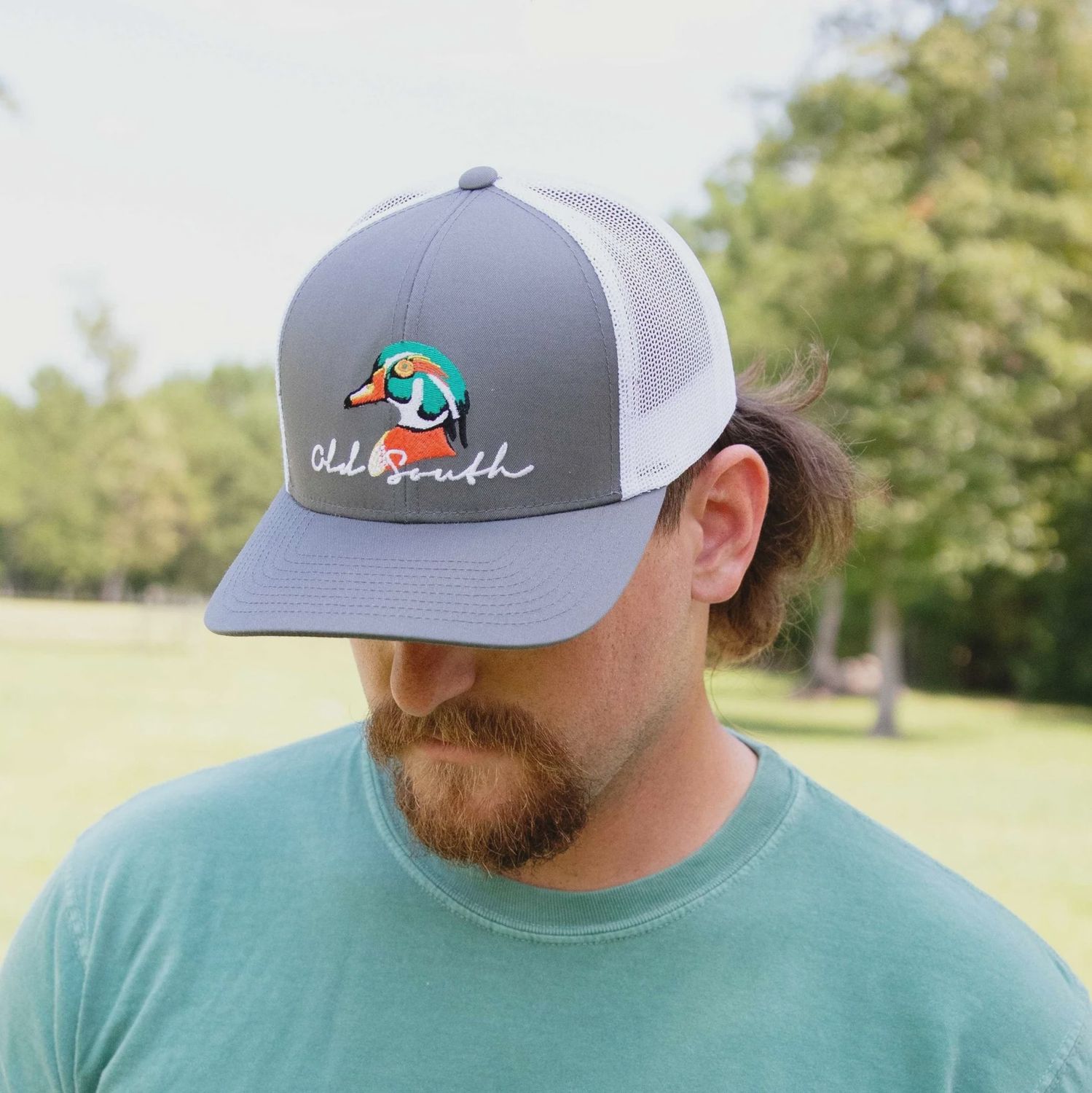 Wood Duck Trucker Hat Graphite/White