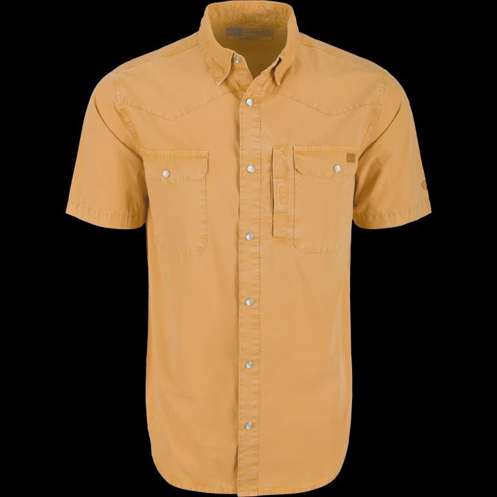 Cinco Ranch Western Acid Wash Short Sleeve Button Down Shirt