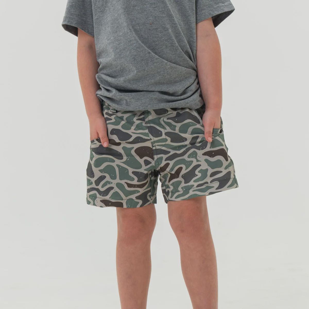 Youth Everyday Short, Color: Retro Duck Camo/Grey Pocket, Size: XSML