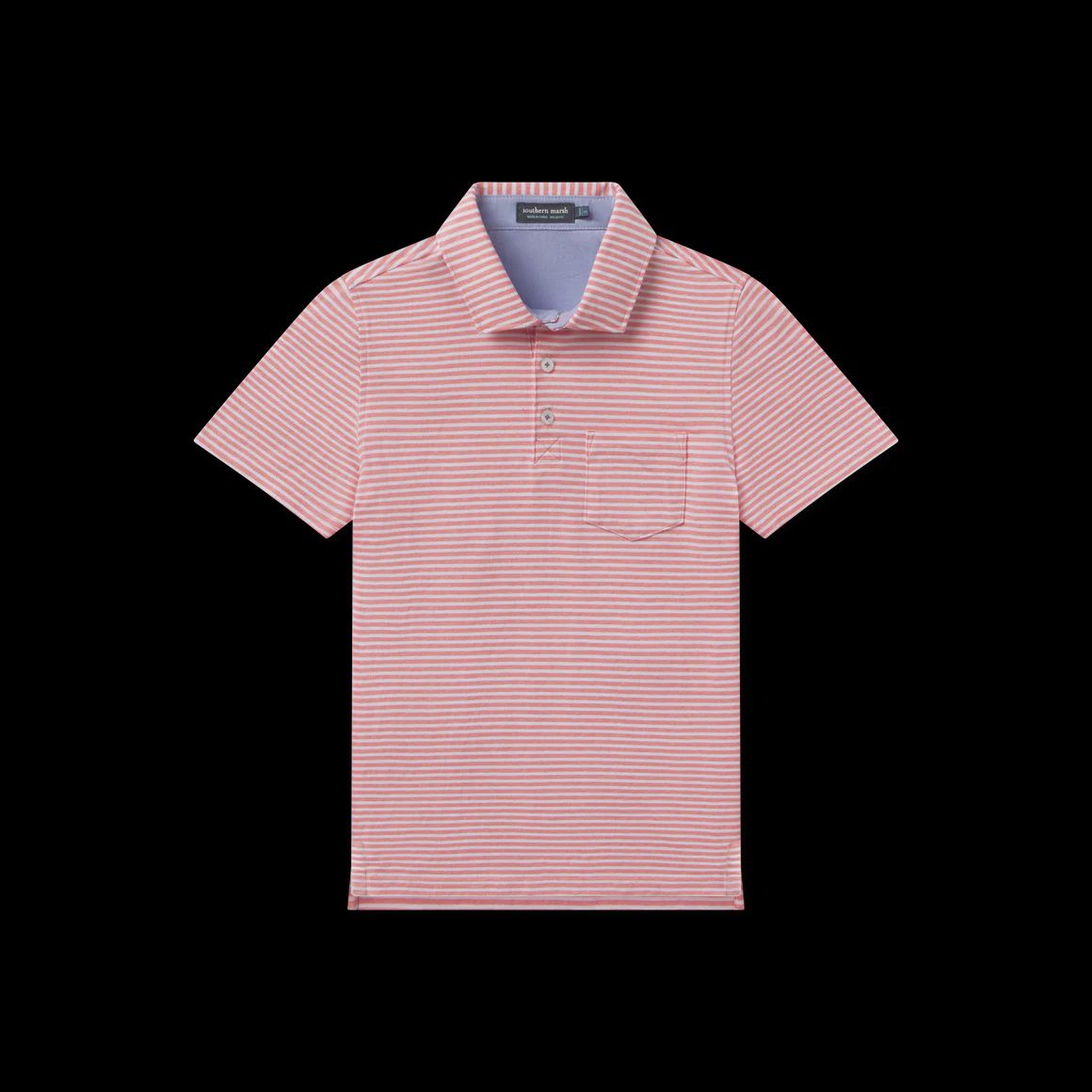 Youth Nantucket Relaxed Polo - Stripe, Color: CRL-Coral, Size: XSML