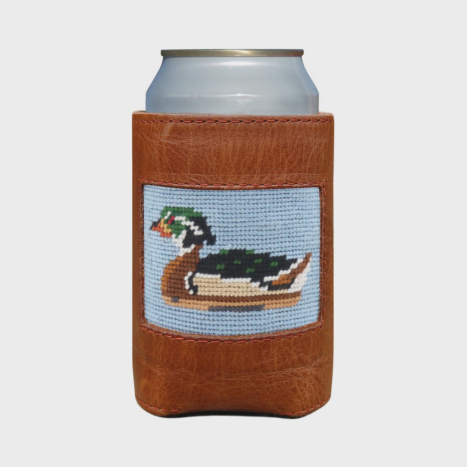 Wood Duck Decoy Can Cooler - Antique Blue