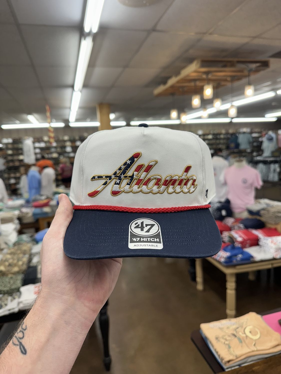 Atlanta Braves White Patriotic Overhand 47 Hitch Hat
