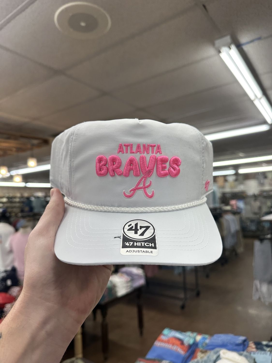 ATLANTA BRAVES WHITE BRIGHT SIDE 47 HITCH HAT - PINK