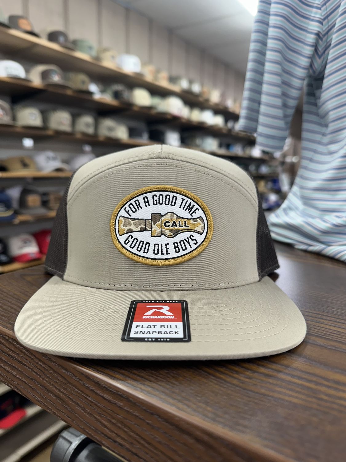 GOB Duck Call Patch 7-Panel Hat - Khaki/Brown