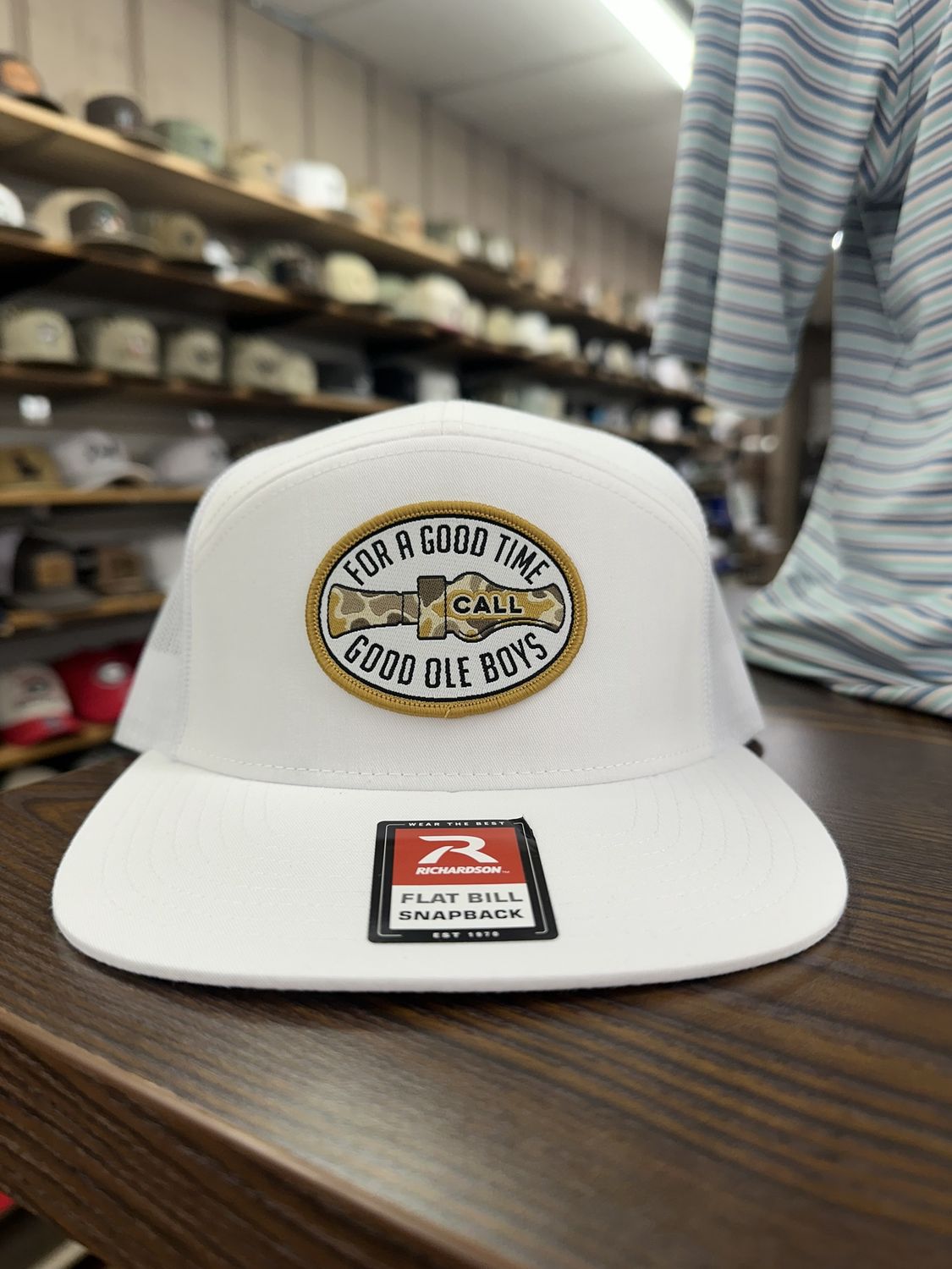 GOB Duck Call Patch 7-Panel Hat - White