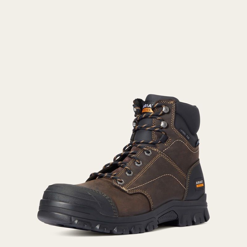 Men&#39;s 6&quot; Treadfast H2O Steel Toe Dark Brown Work Boots