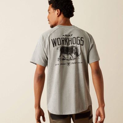 Men&#39;s Rebar Cotton Strong WorkHog SS Tee - Heather Grey