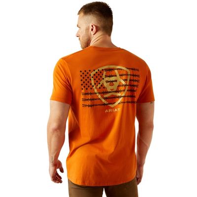 Men&#39;s Barb Sheild SS Tshirt - Rust