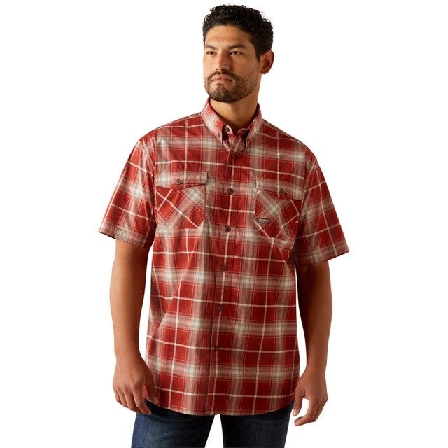 Rebar Made Tough DuraStretch SS Work Shirt - Chili Oil