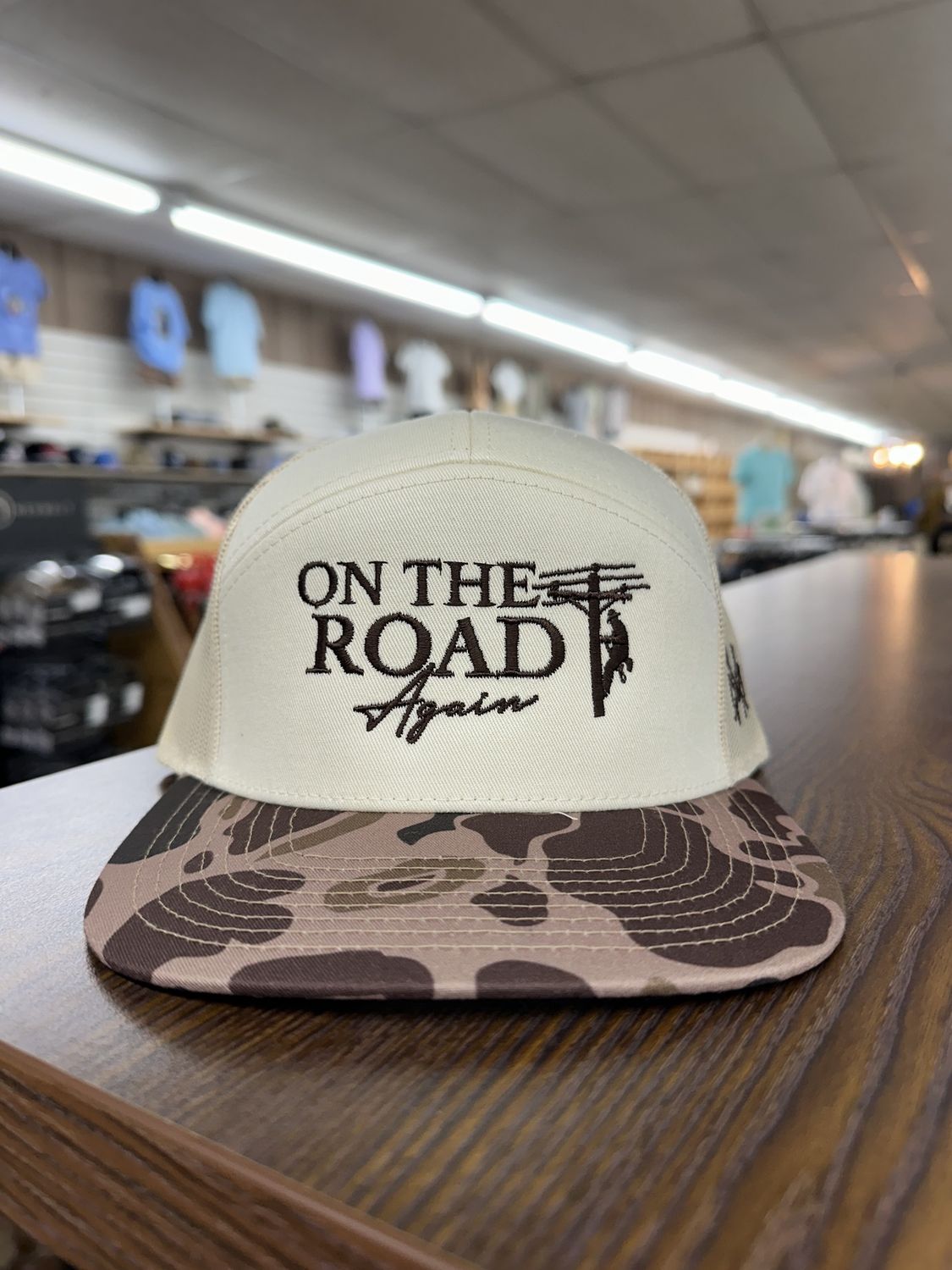On The Road Again 7 Panel Hat - Duck Camo/Natural