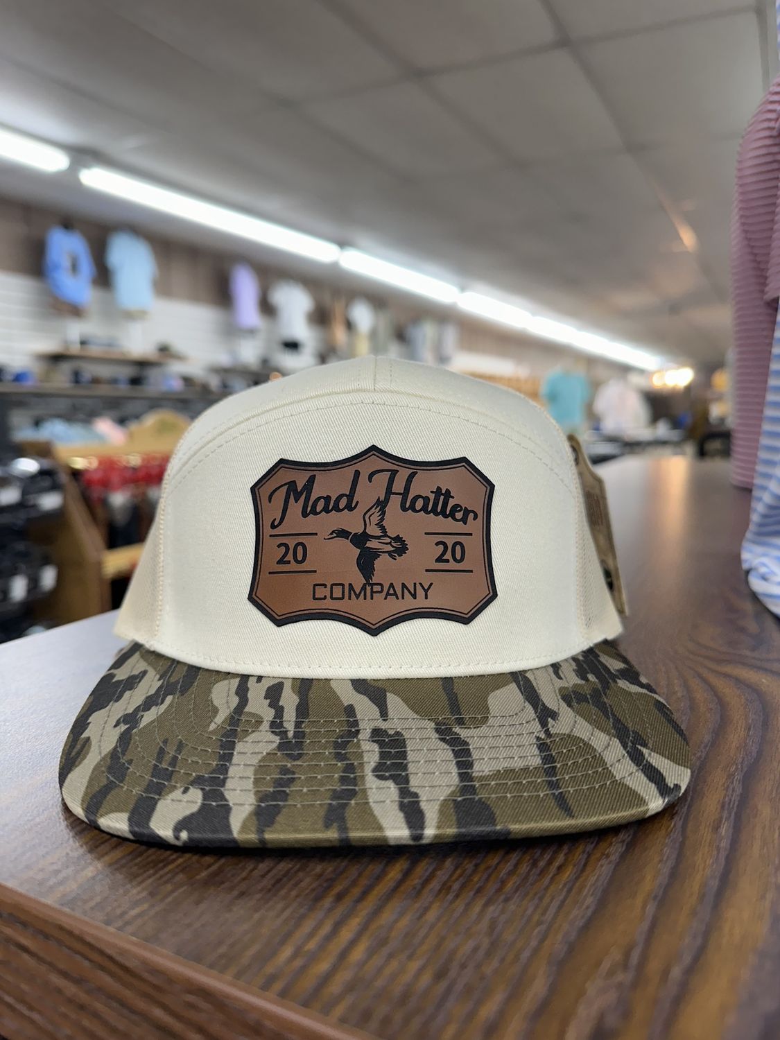 MHC Duck Camo Leather Patch 7 Panel Hat - Bottomland/Natural