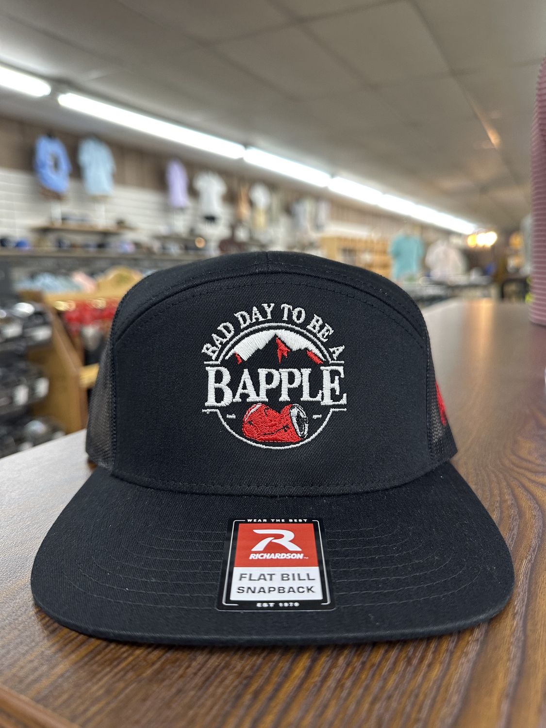 Bapple 7 Panel Hat - Black