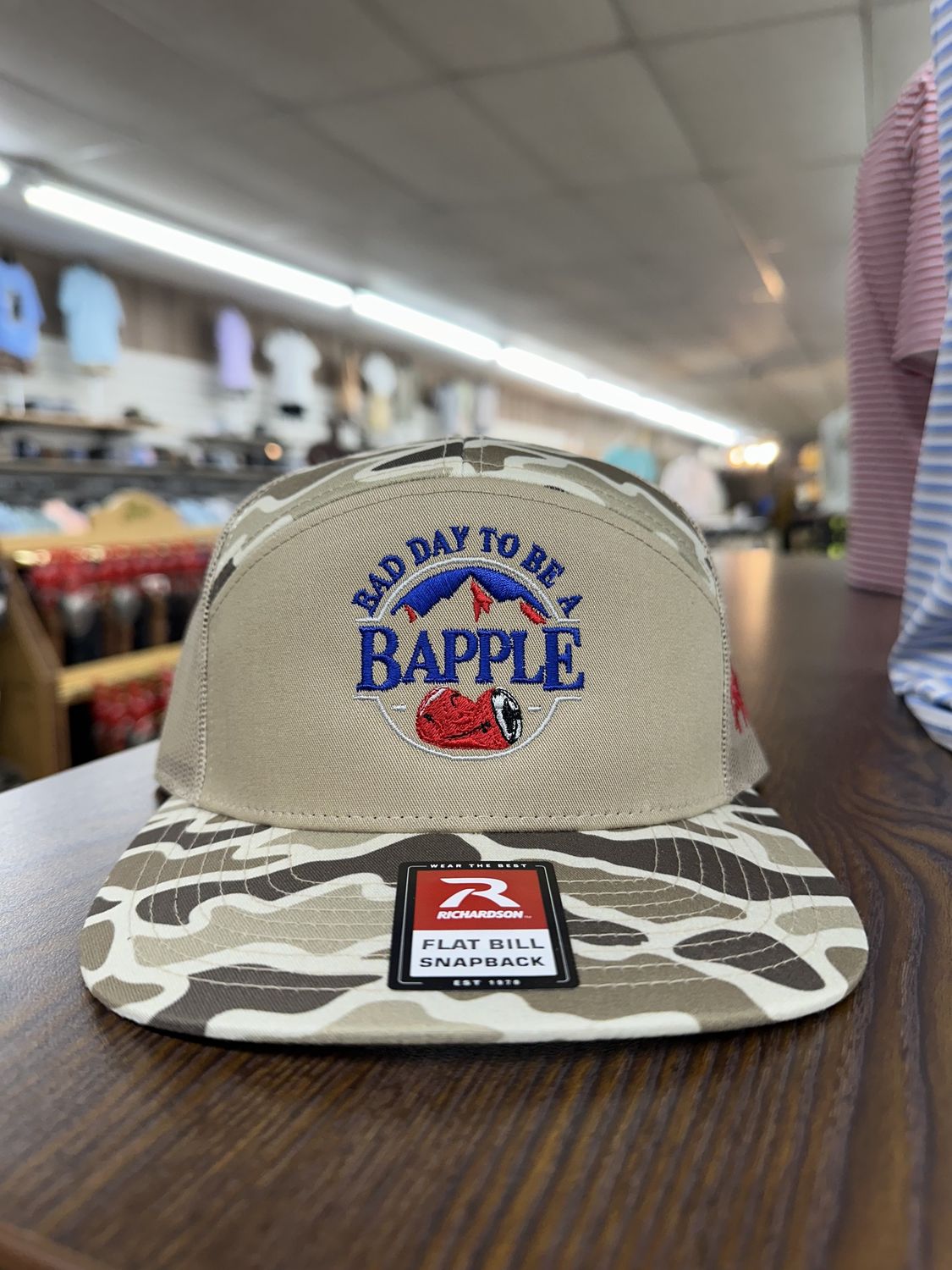 Bapple 7 Panel Hat - Field Camo