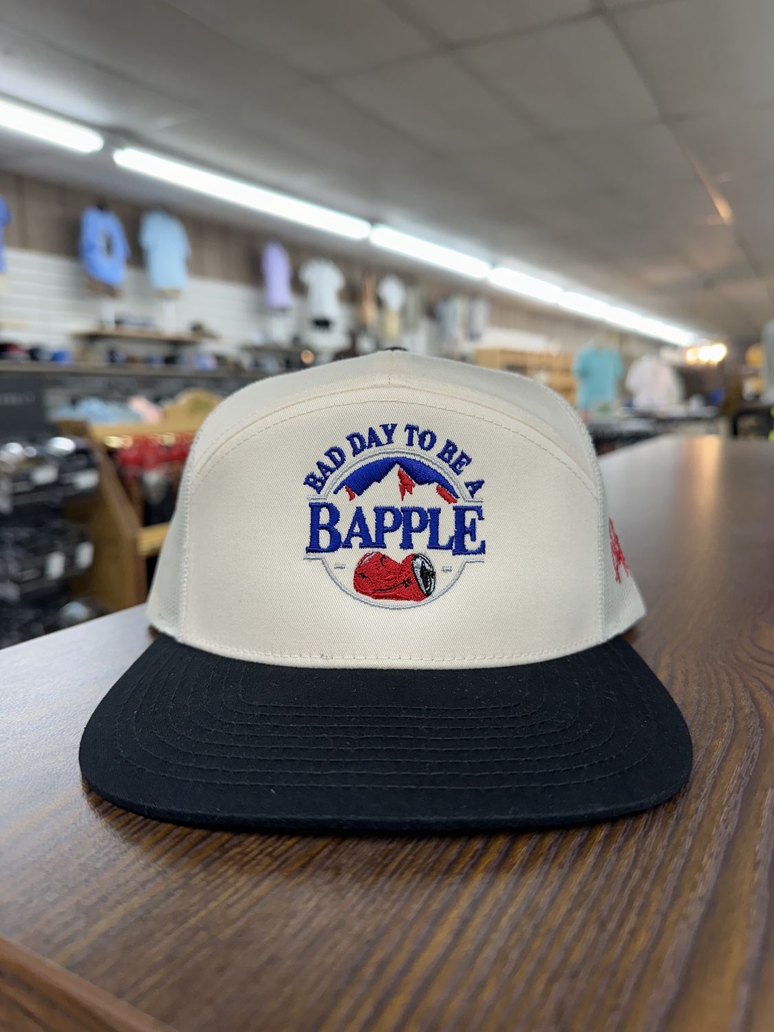 Bapple 7 Panel Hat - Black/Natural