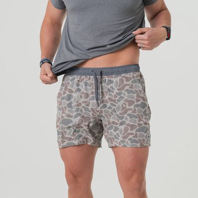 5.5" Athletic Short - Classic Deer Camo - Grey Liner