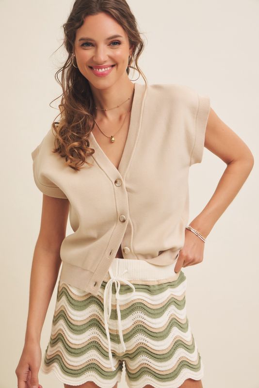Wasted Time Button Sweater Vest