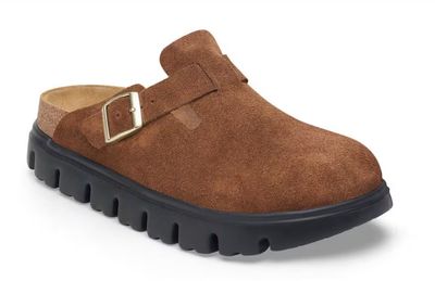 Boston Chunky Suede Sandal - Dark Tea/Black- Narrow