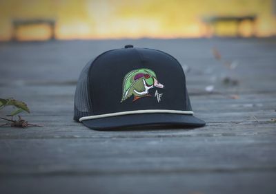 Wood Duck Head Rope Trucker Hat - All Black