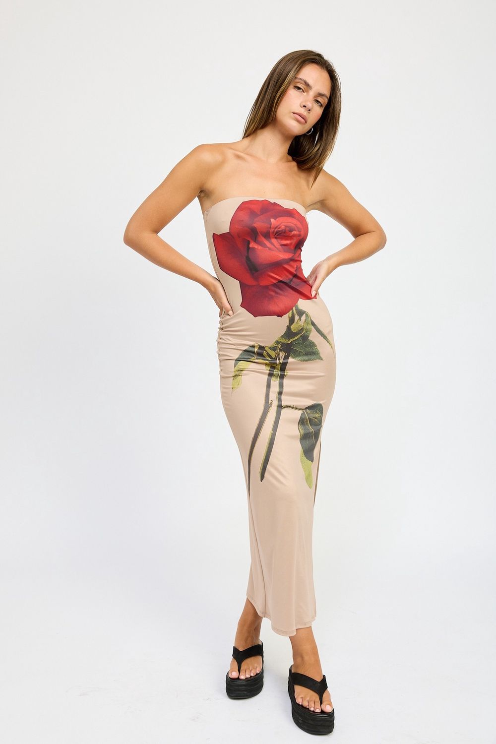 Dramatic Floral Tube Maxi Dress