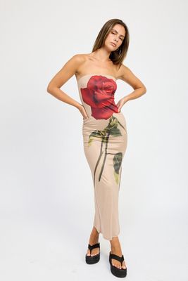 Dramatic Floral Tube Maxi Dress