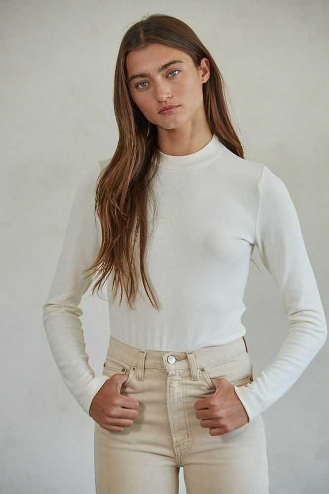The Clair Long Sleeve Knit Top, Color: Cream, Size: SML