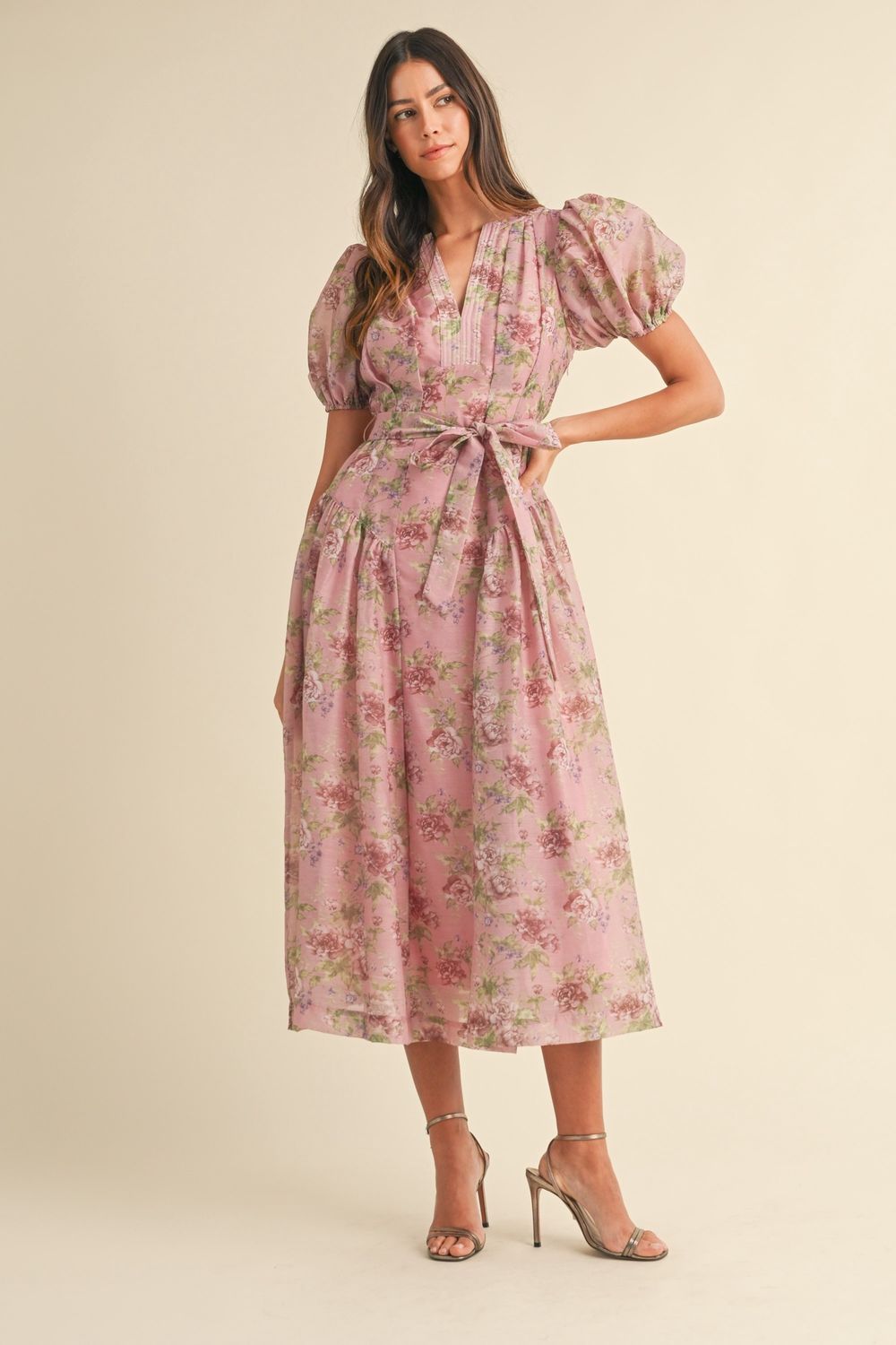 Lead The Way Puff Sleeve Midi Dress