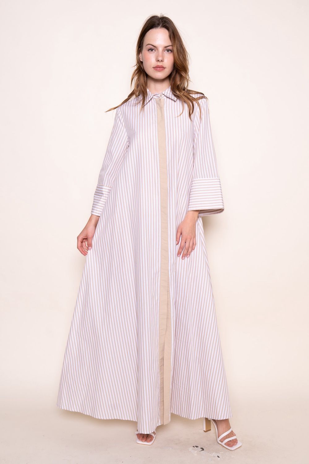 Now and Then Striped Long Sleeve Maxi Dress