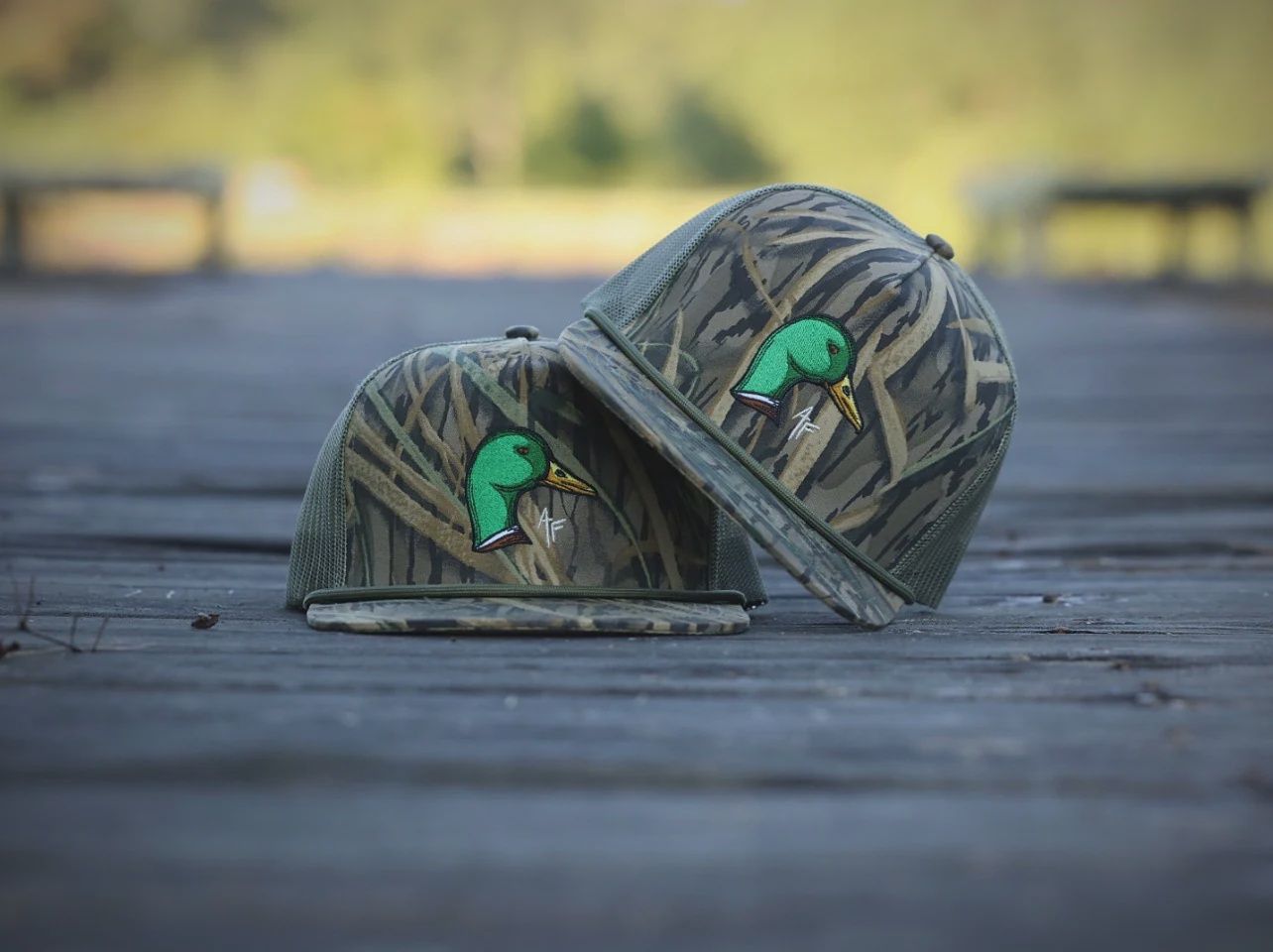 Mallard Duck Head Trucker Hat - Shadow Grass Camo