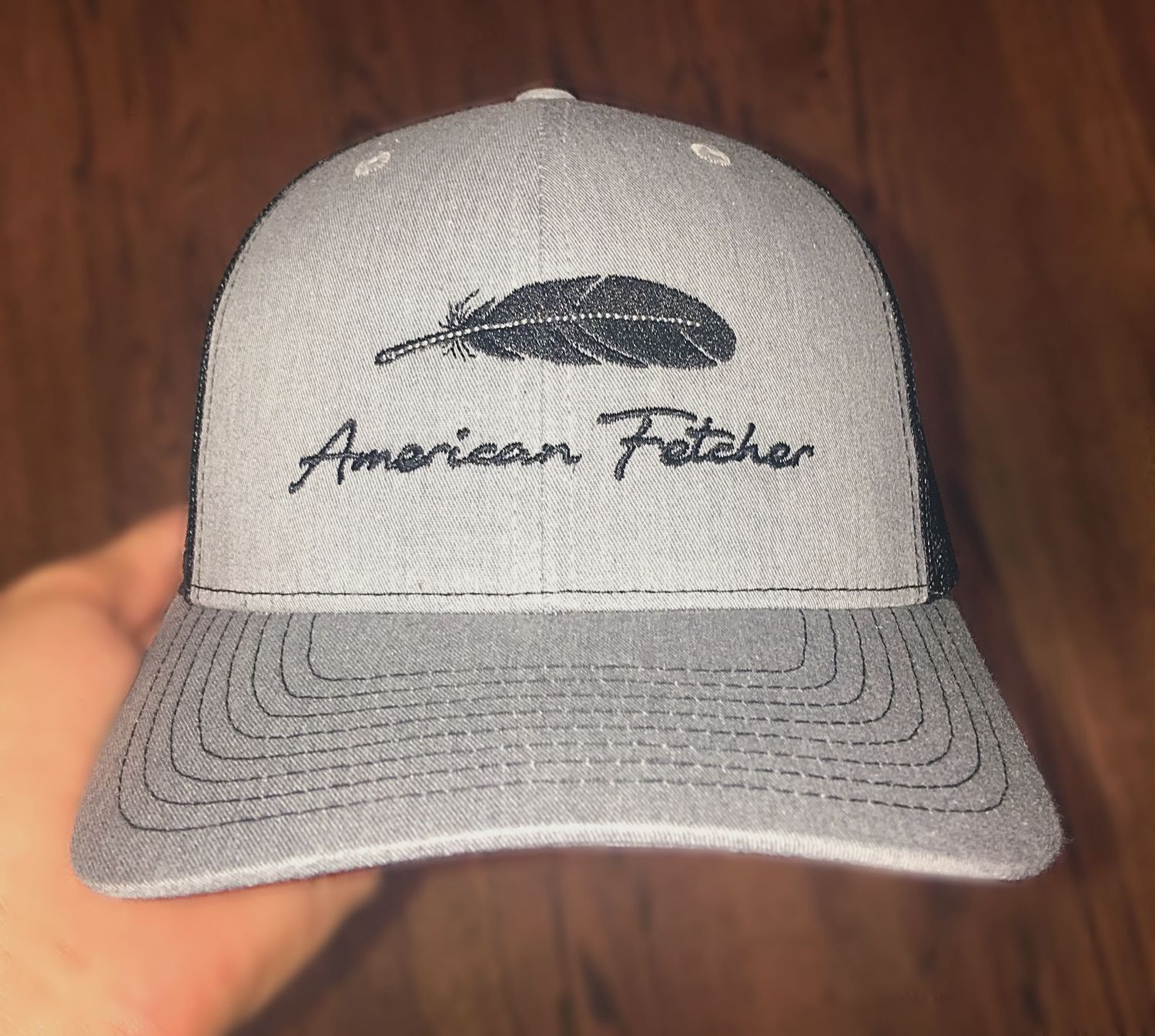 Feather Trucker Hat - Heather Grey/Black