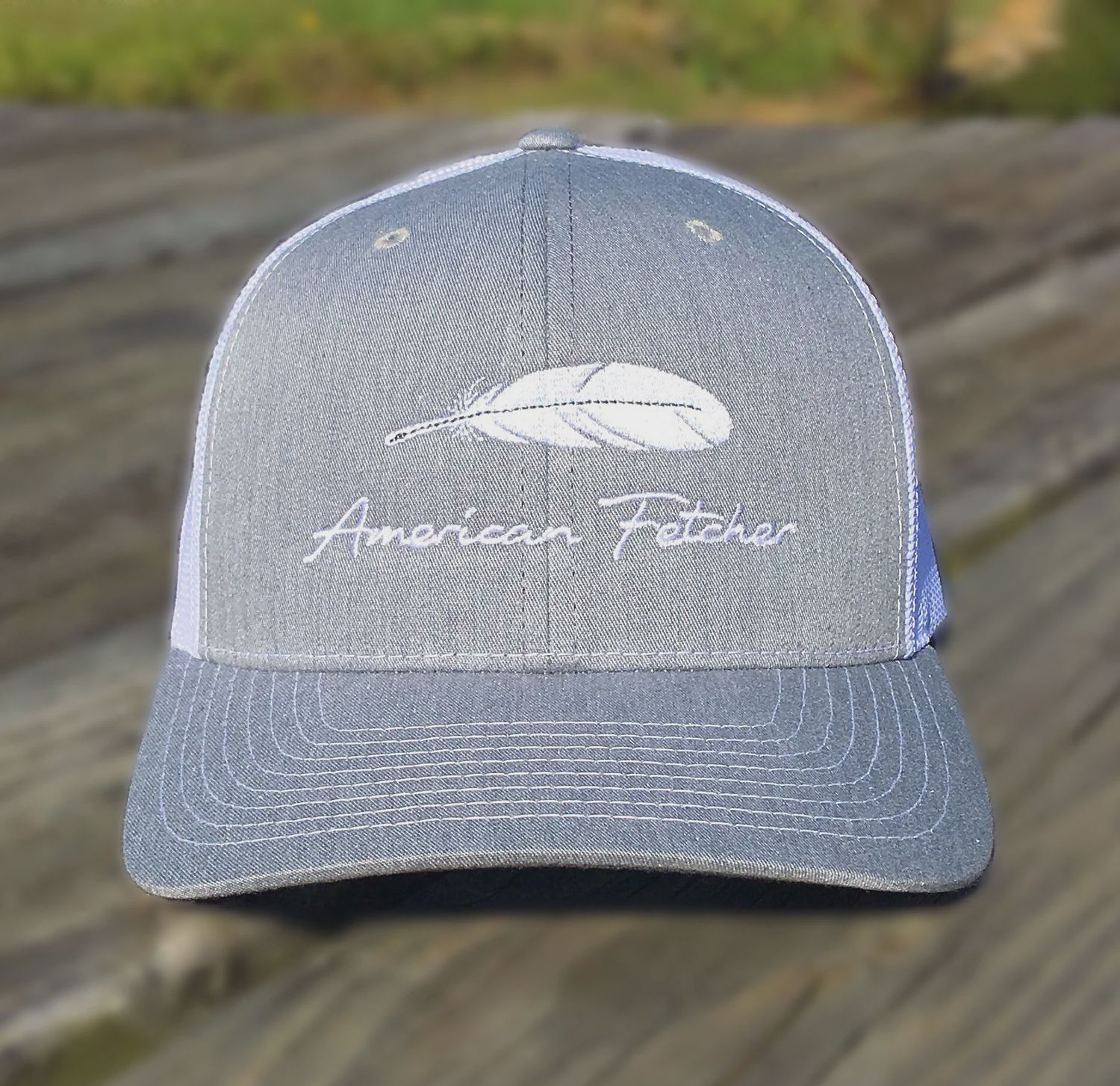 Feather Trucker Hat - Heather Grey/White