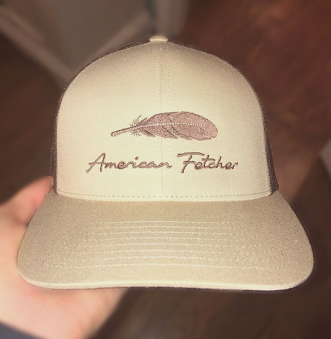 Feather Trucker Hat - Khaki/Brown