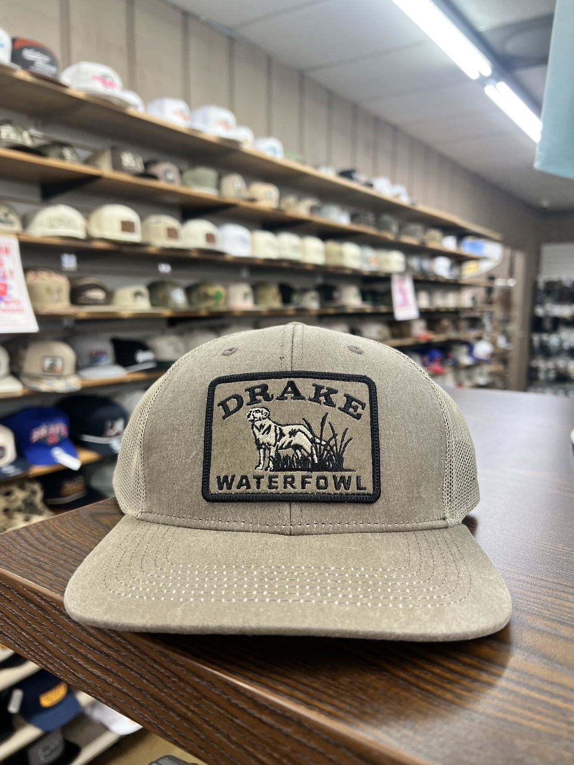 Waxed Cotton Dog Patch Mesh Back Cap, Color: Khaki