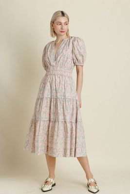 These Memories Floral Pintuck Midi Dress