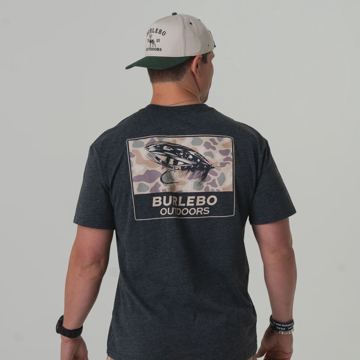 Camo Big Fly Short Sleeve Tshirt - Heather Black