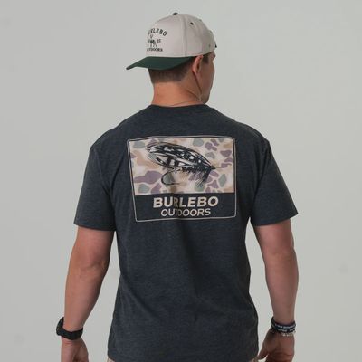 Camo Big Fly Short Sleeve Tshirt - Heather Black