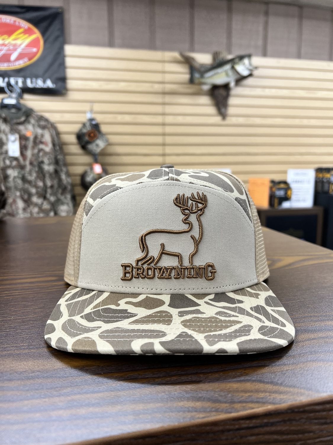 Browning Tailgate 7 Panel Hat - Khaki/Camo