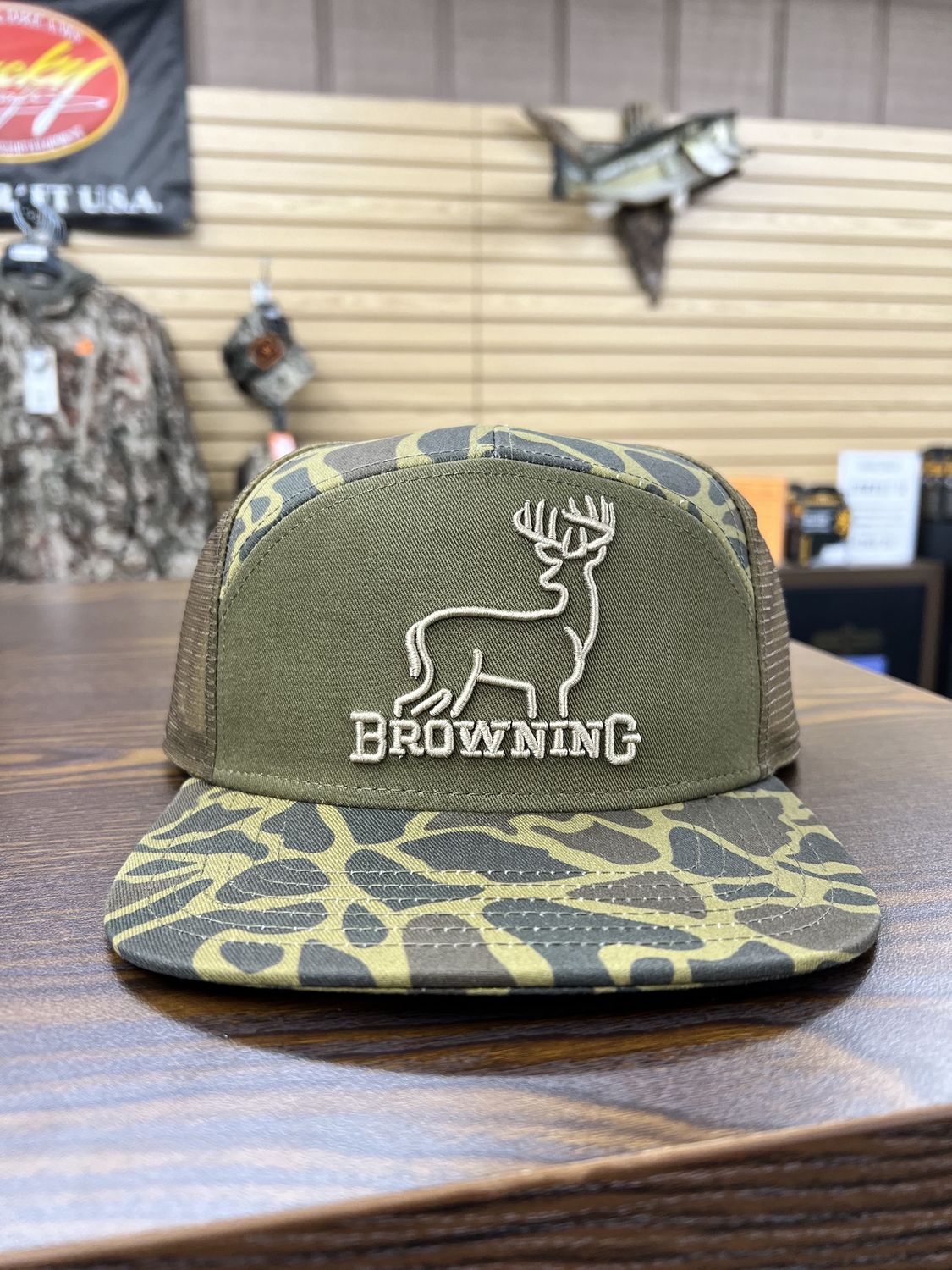 Browning Tailgate 7 Panel Hat - Olive/Camo