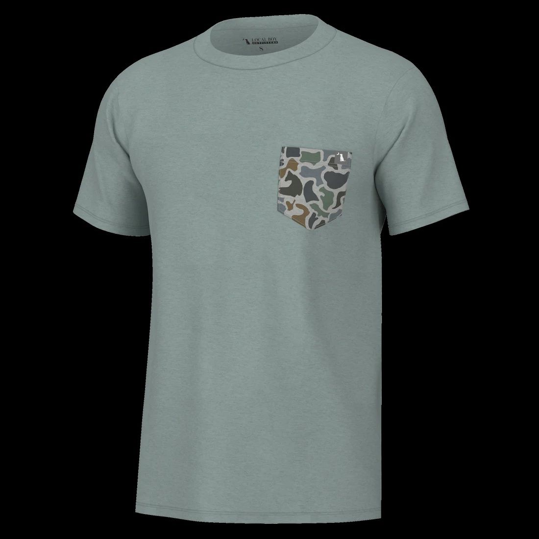 Youth Short Sleeve Heather Blend Crew Shirt, Color: LCB-Localflage Bluff, Size: XSML