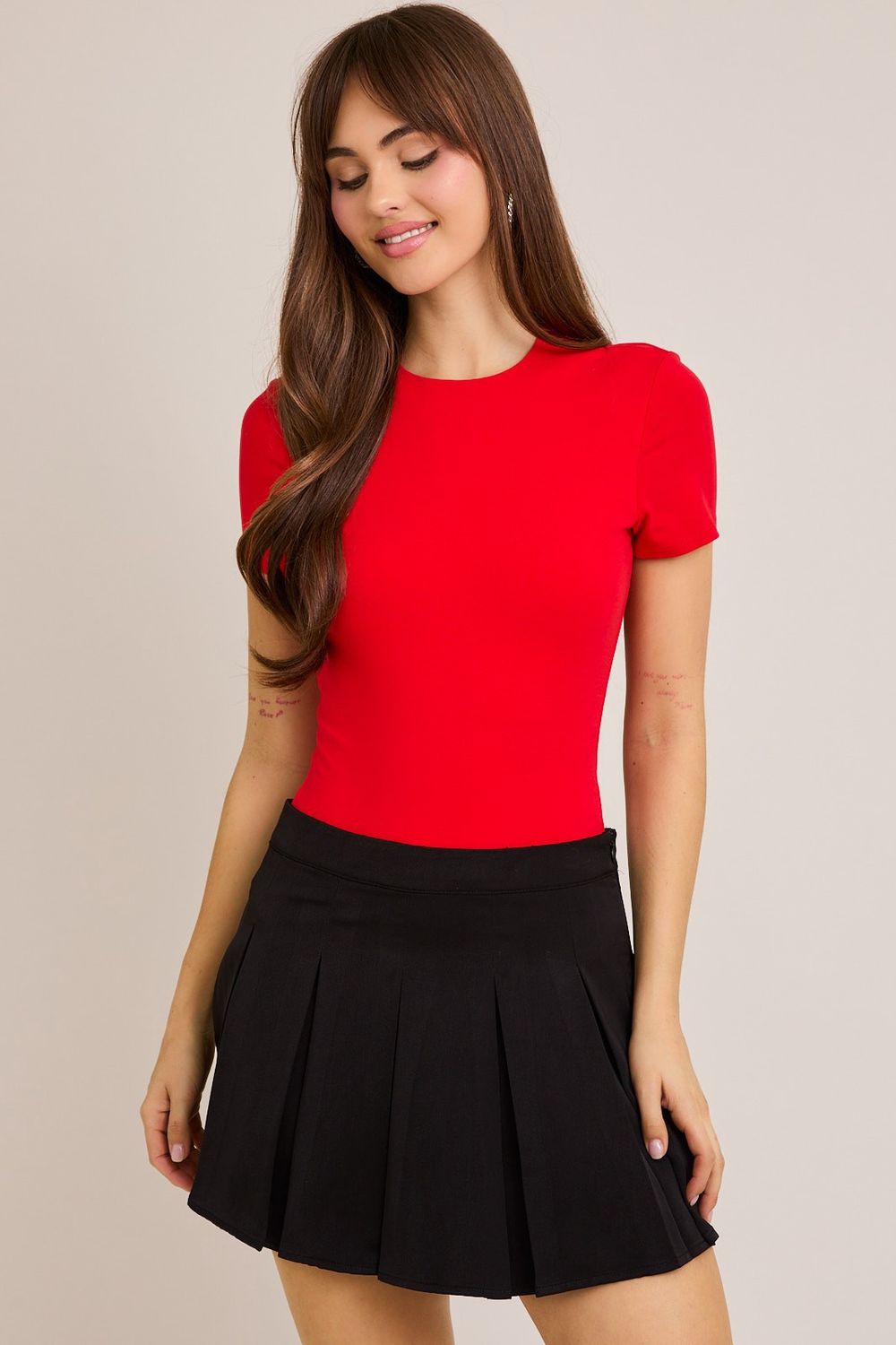 Prove Me Right Short Sleeve Bodysuit, Color: Red, Size: XSM