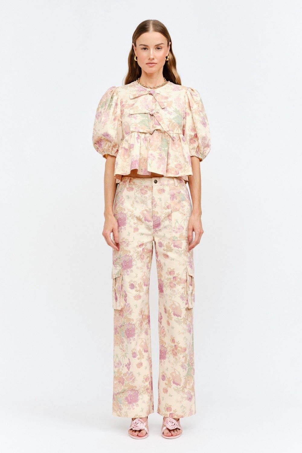 Haze Foral Front Tie Top