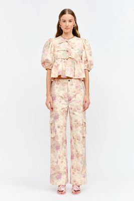 Haze Foral Front Tie Top