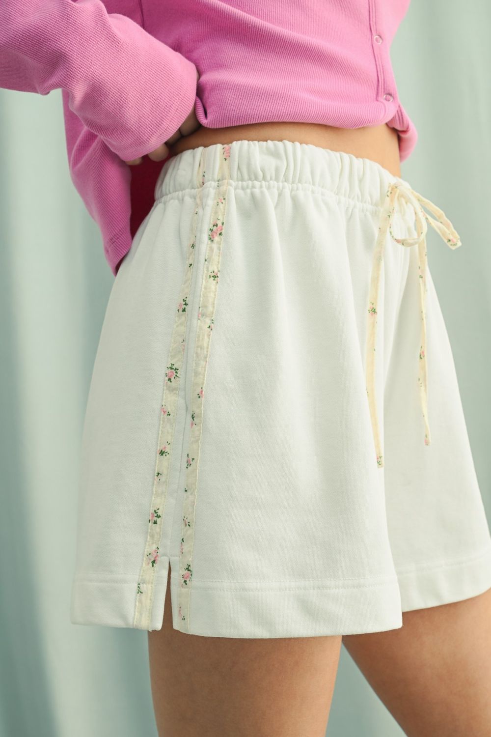 Girls Day Floral Shorts, Color: White/Pink Floral, Size: SML