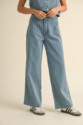 Striped Denim Jacquard Pants